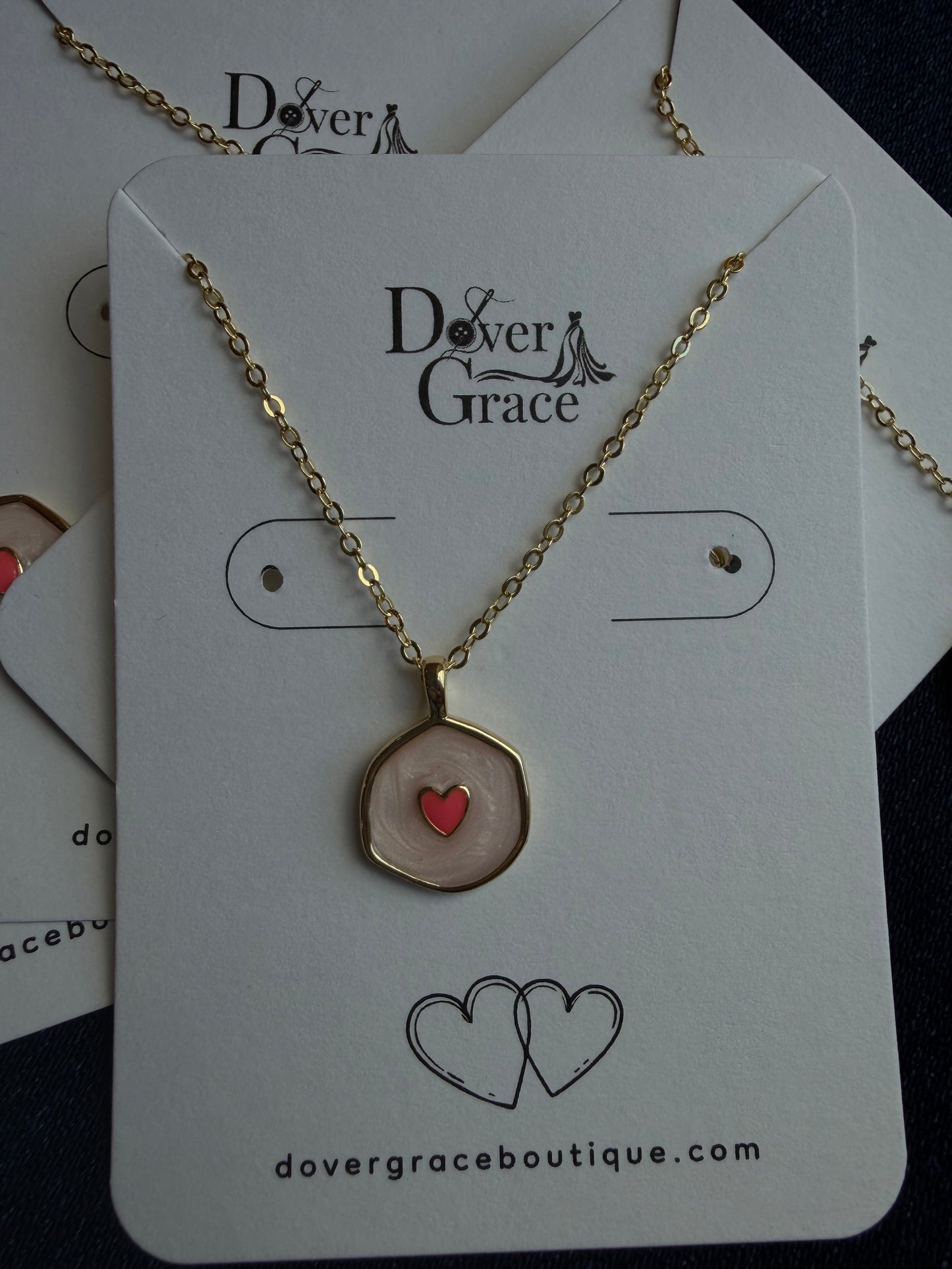 Pink Heart Necklace | Dainty 14K Gold Plated Pendant Necklace