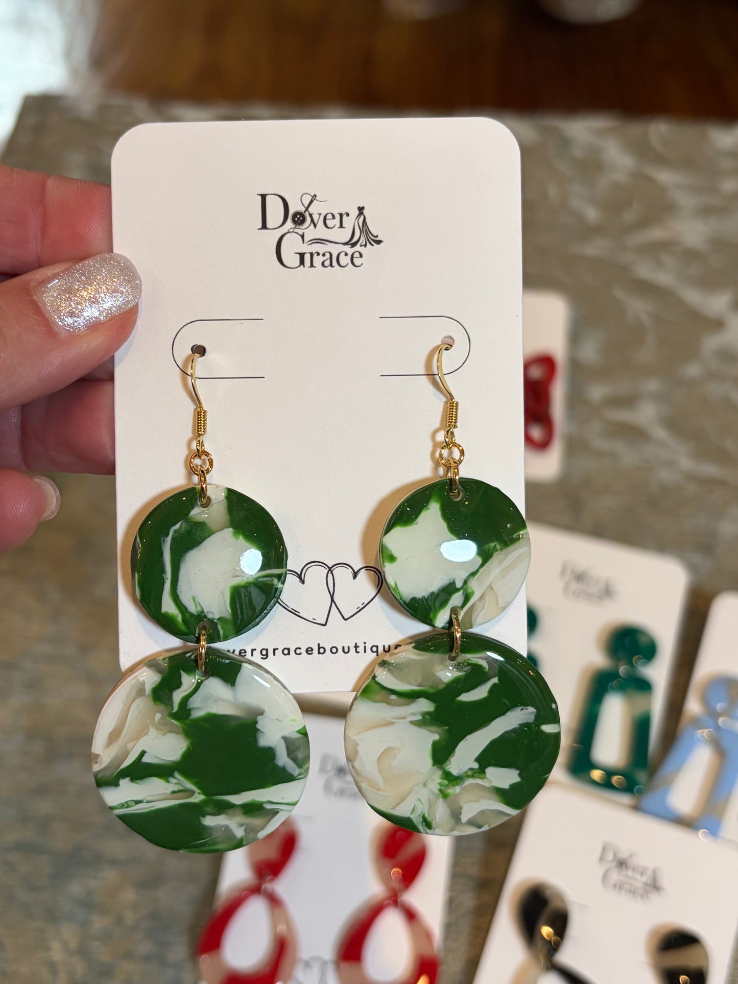 Green Marble Earrings