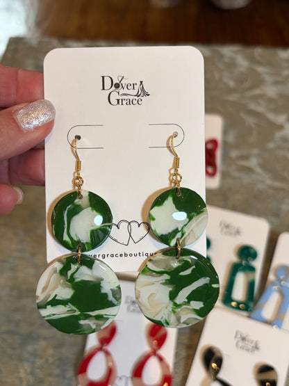 Green Marble Earrings