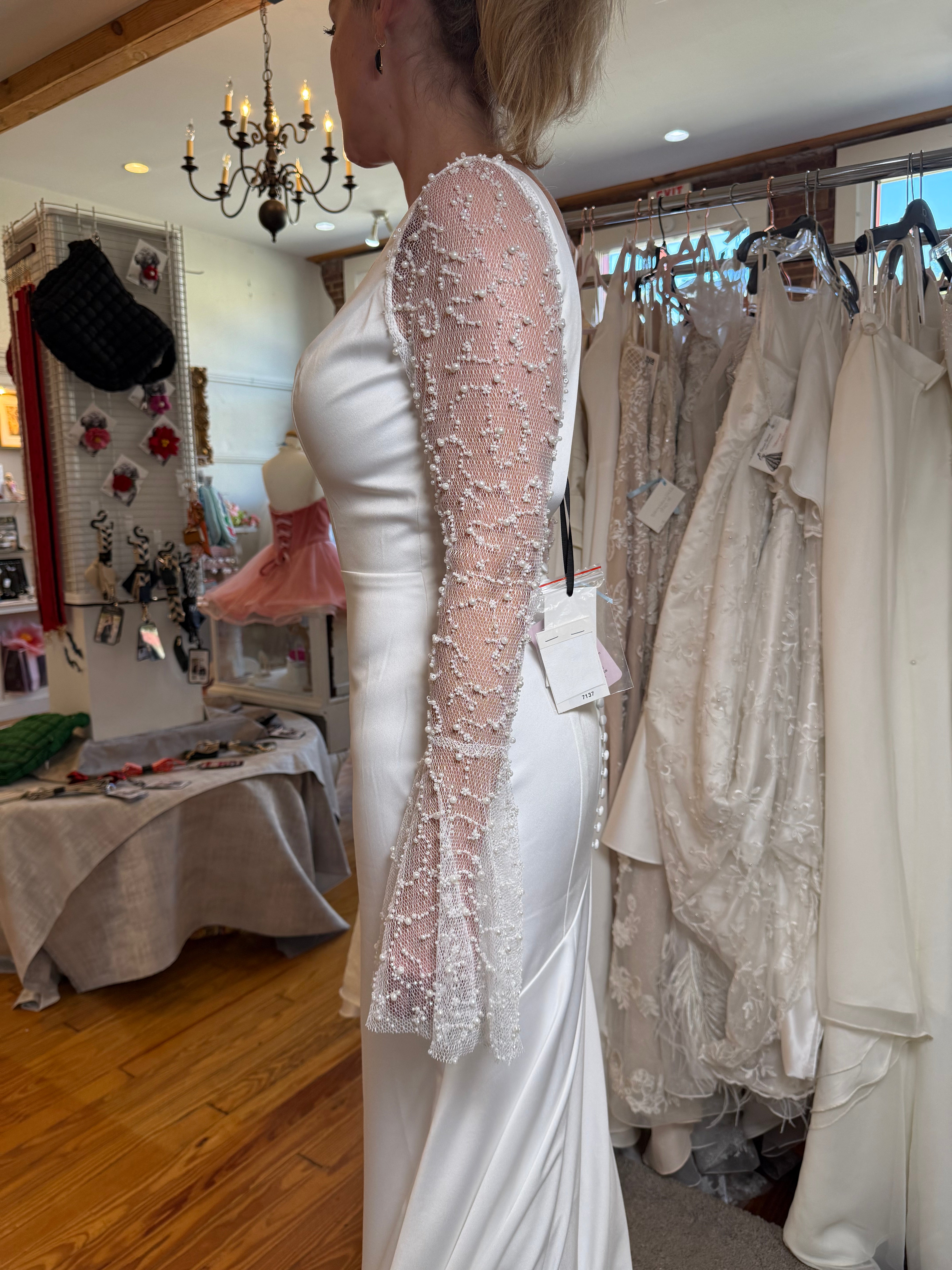 Elvira, Bell Sleeved Bridal Gown, Wedding Dress