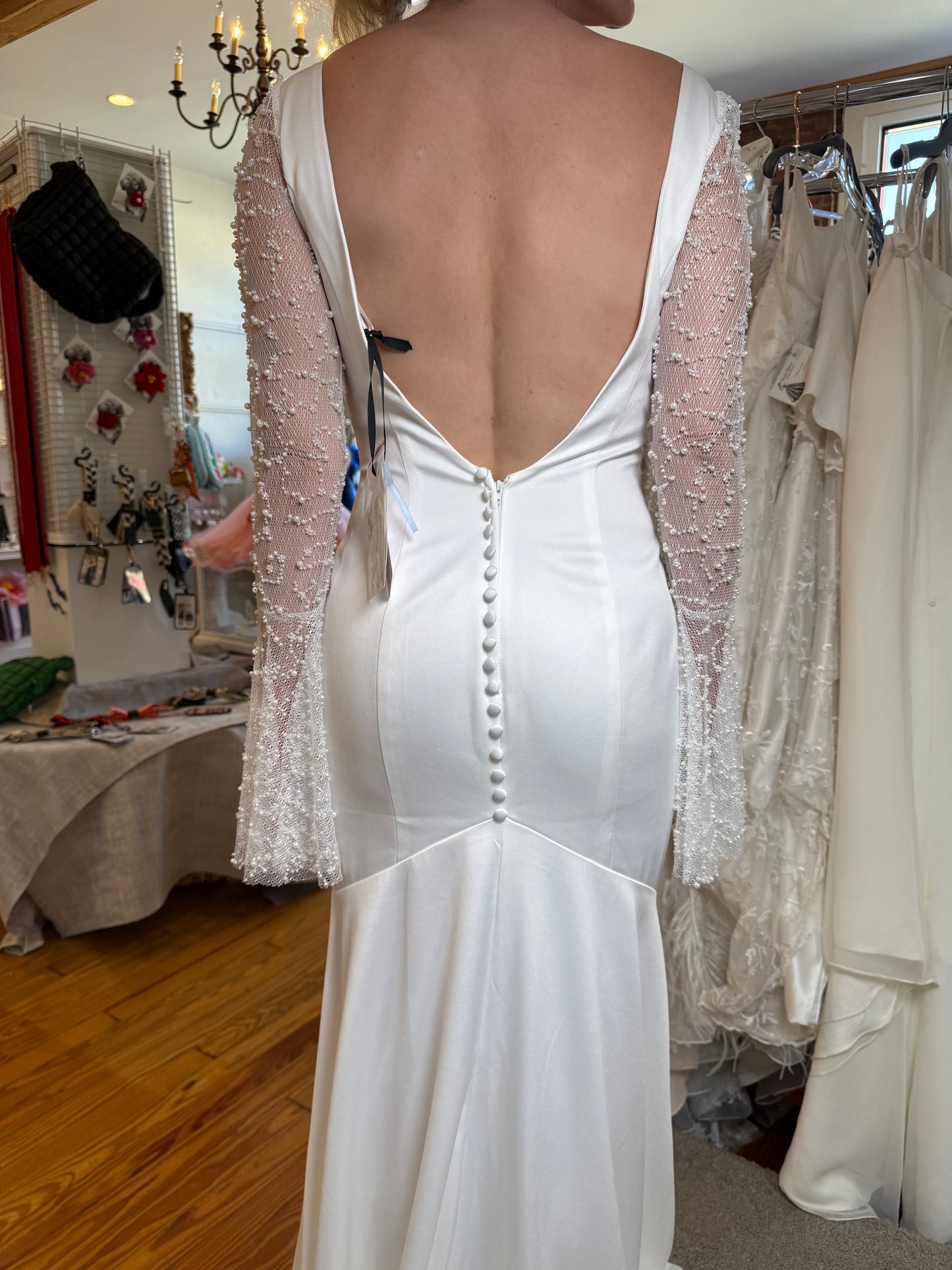 Elvira, Bell Sleeved Bridal Gown, Wedding Dress