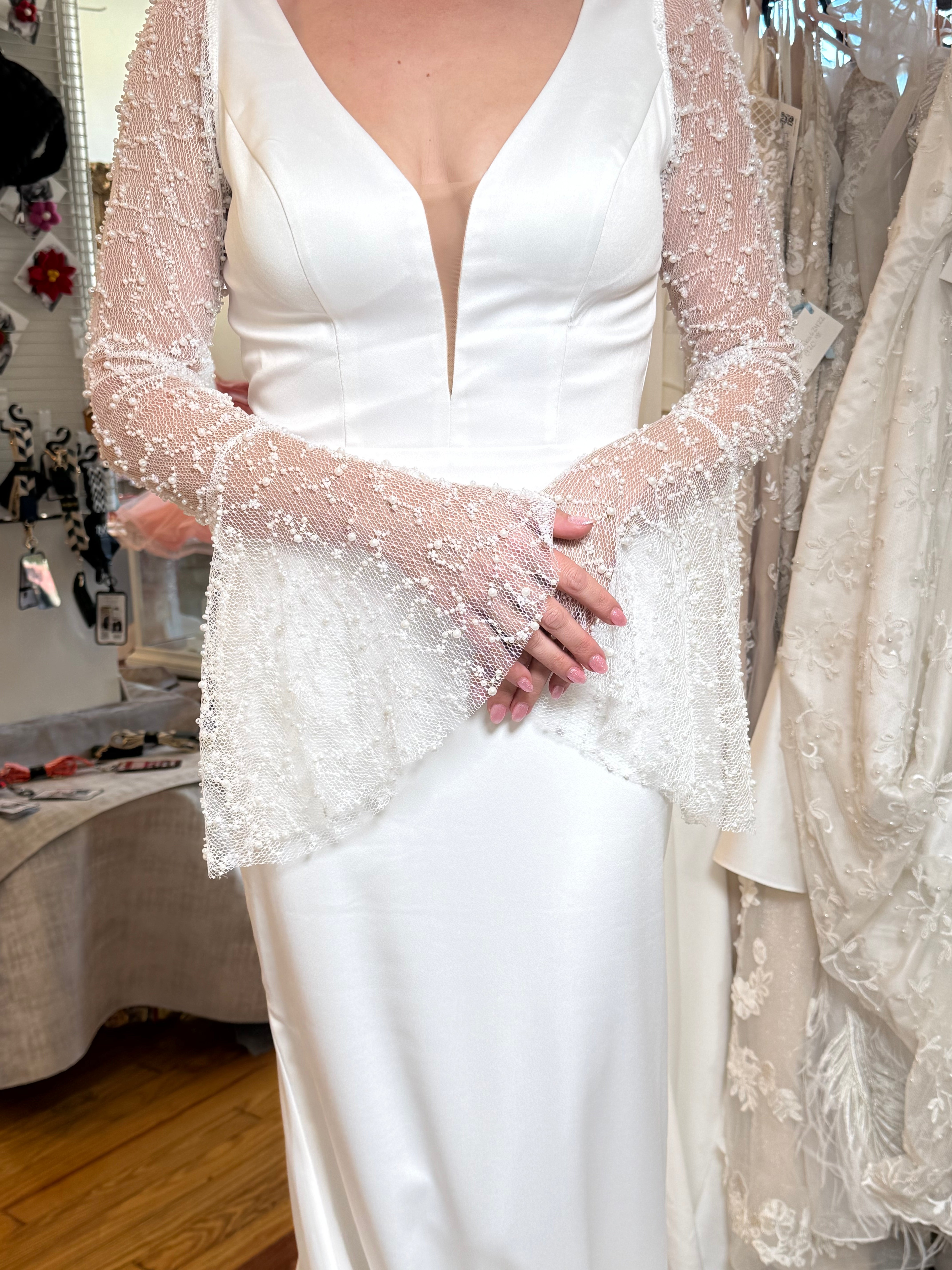 Elvira, Bell Sleeved Bridal Gown, Wedding Dress