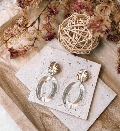 jBloom Madelyn Gold and Frosted Acrylic Drop Earrings