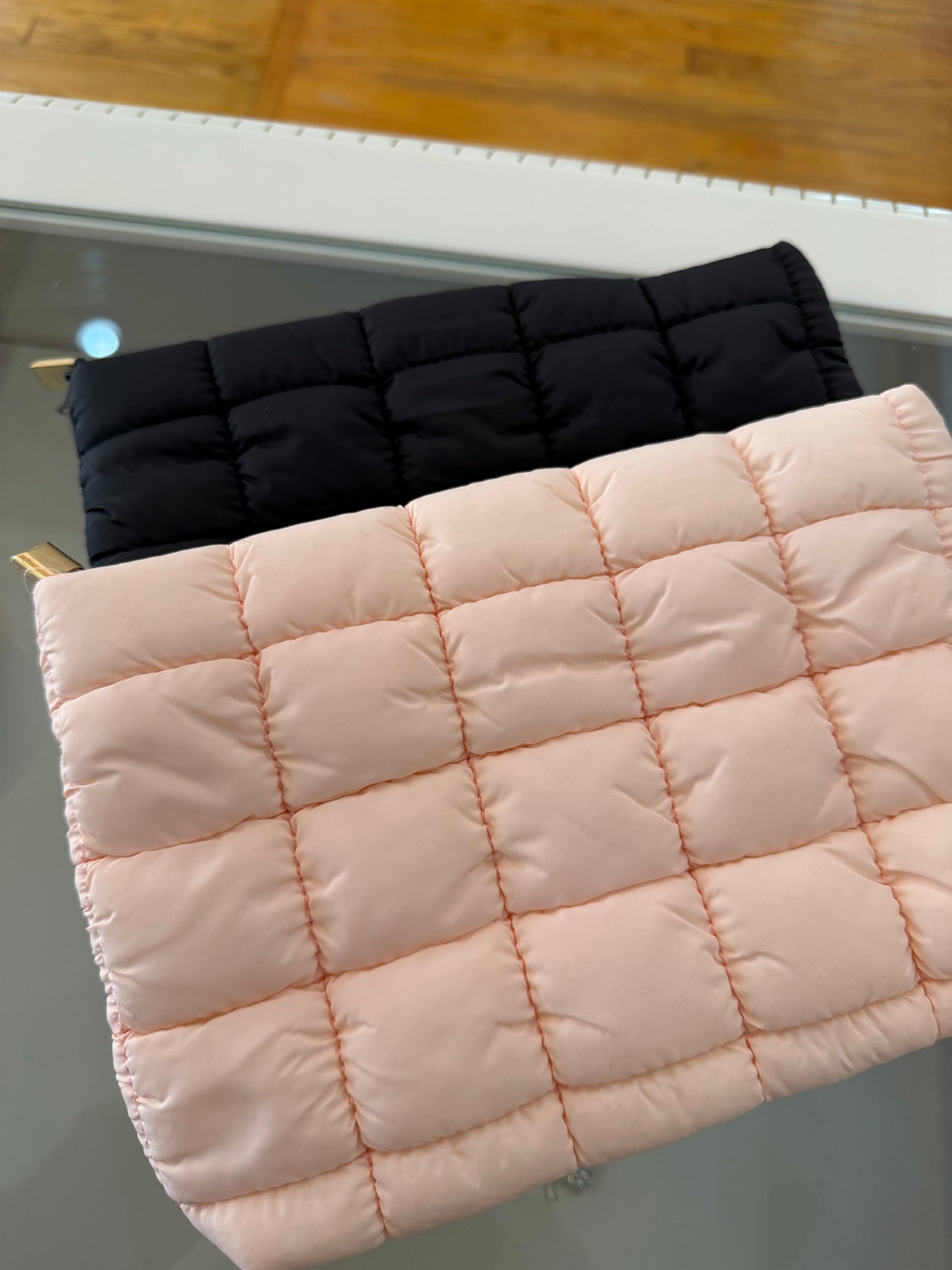 Puffy Clutch/bag; Blush Pink and Black