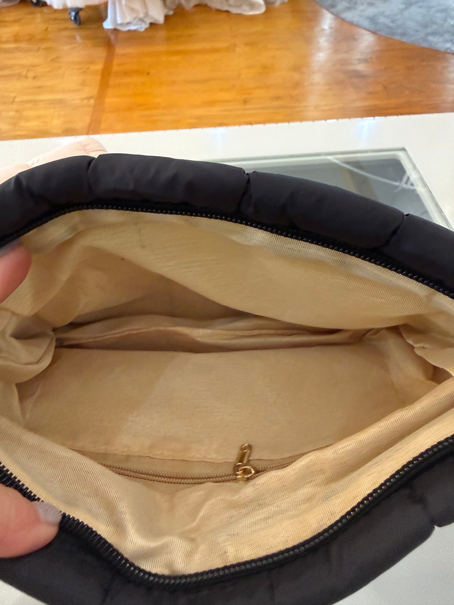 Puffy Clutch/bag; Blush Pink and Black