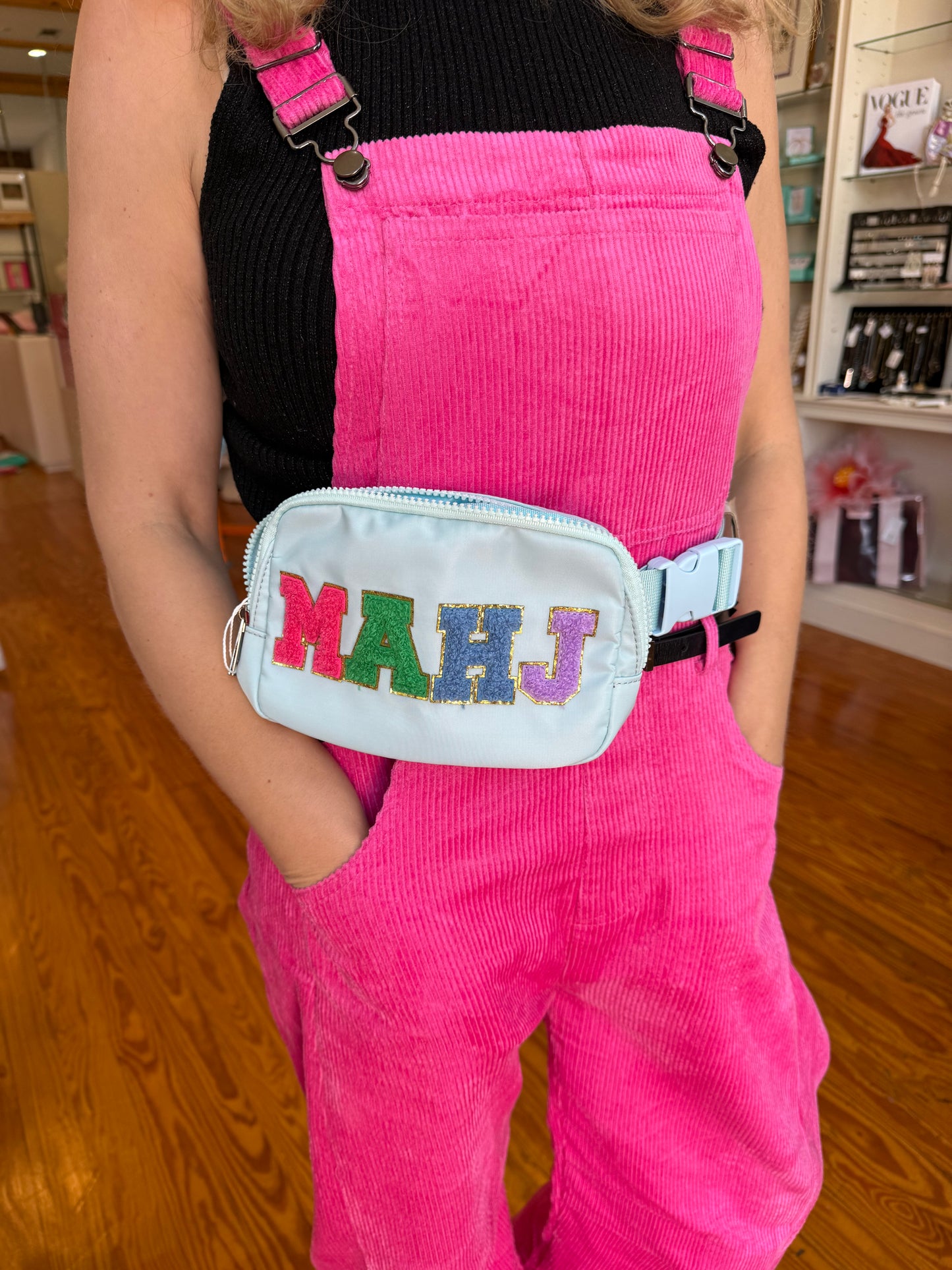 Tile & Travel Belt Bag | Light Blue MAHJ Mini Mahjong Travel Set