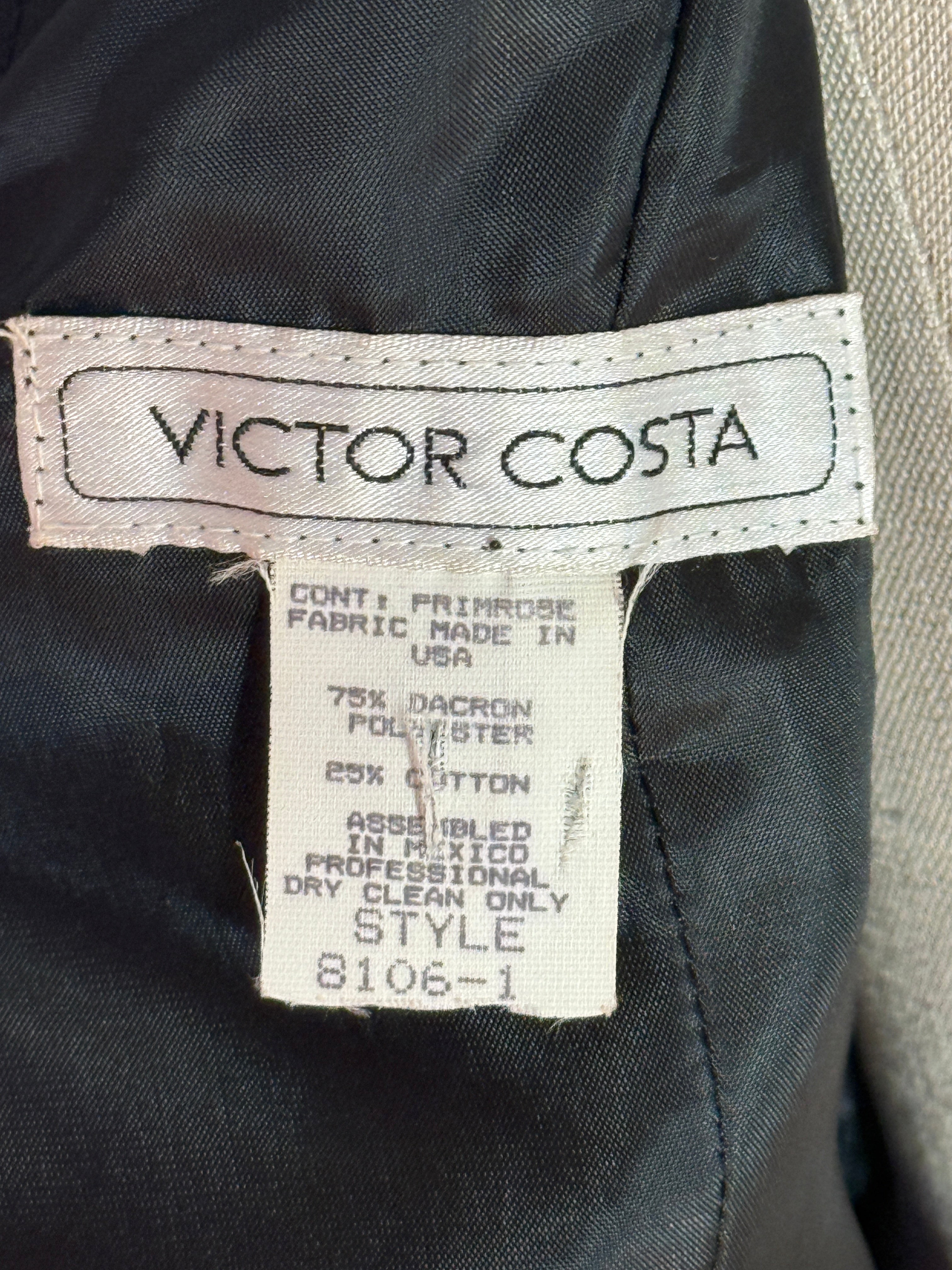 Vintage Victor Costa Black Cocktail Dress with Bubble Sleeves & Sash Belt