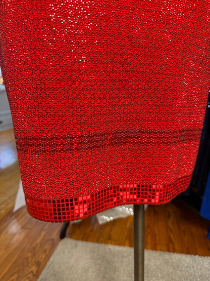 Vintage St. John Knit Red Paillette Cocktail Dress with Square Neckline