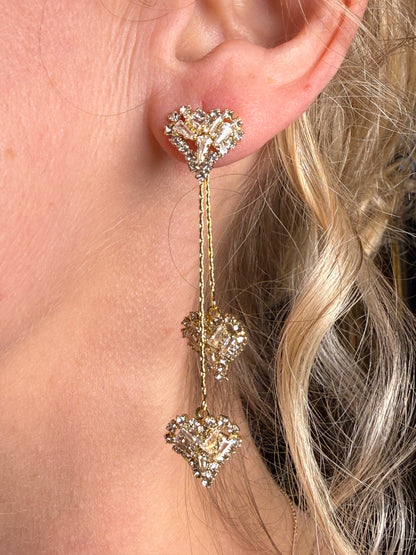 Seraphine Crystal Heart Triple Drop Earrings