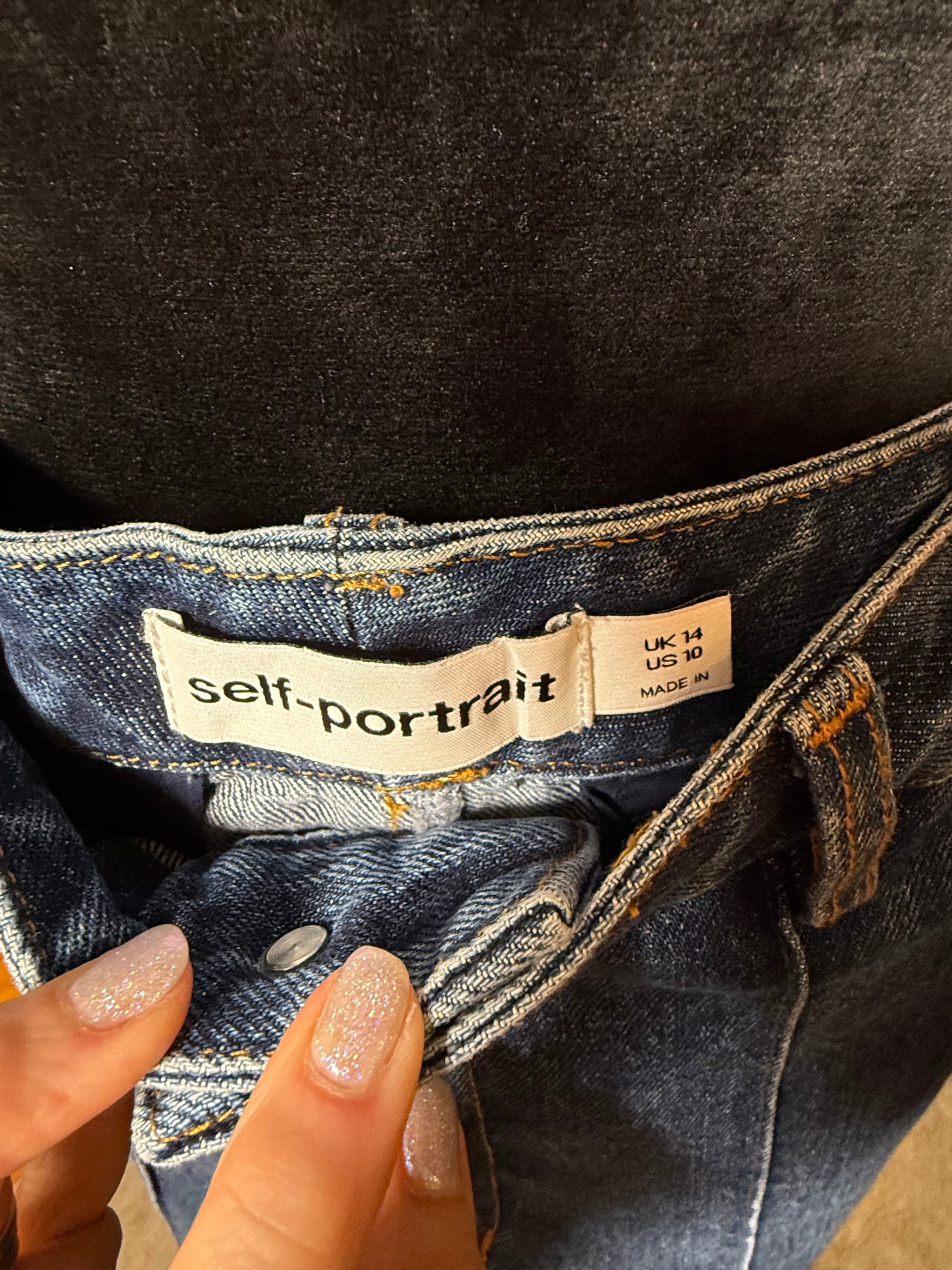 Self-Portrait Denim Blue Jumpsuit with Crystal Buttons - Detachable Two-Piece Designer Jumpsuit - New with Tags