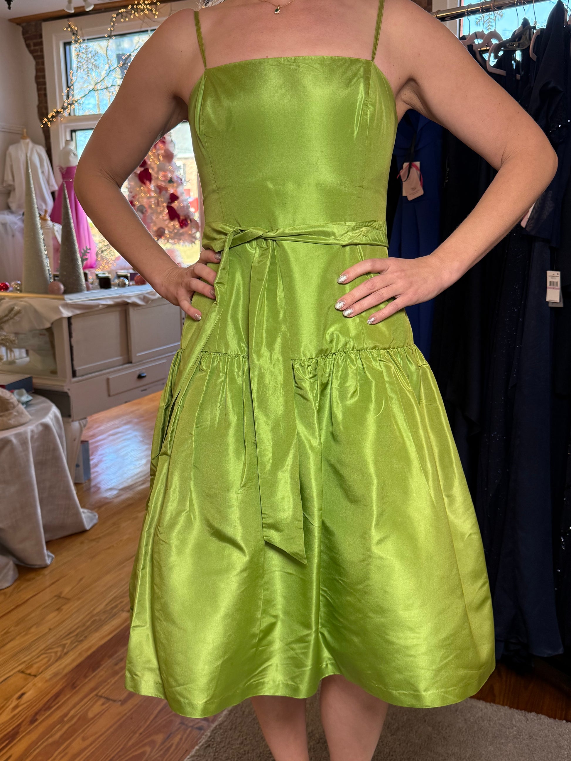 Palmira Spring Green Silk Dress