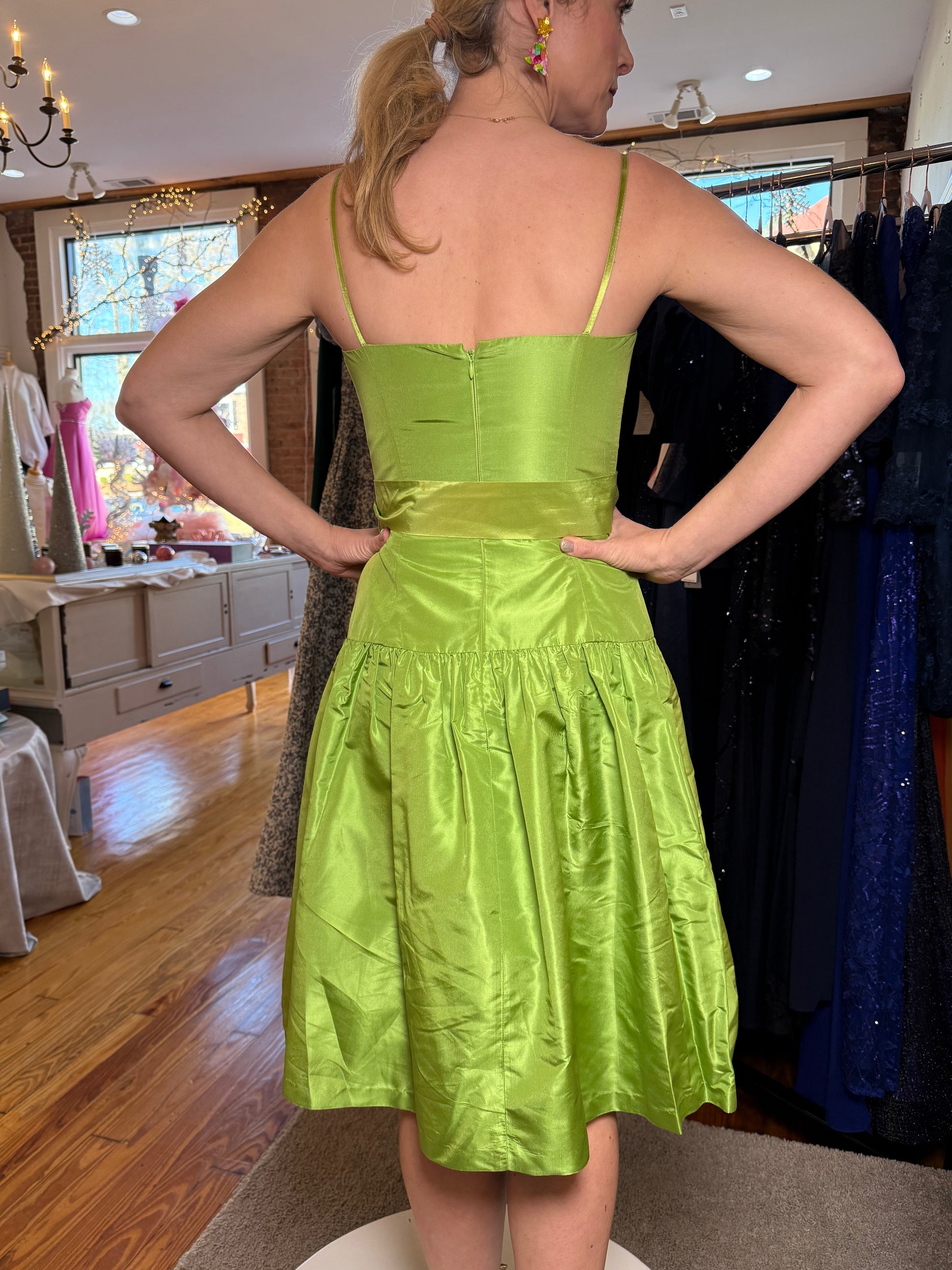 Palmira Spring Green Silk Dress