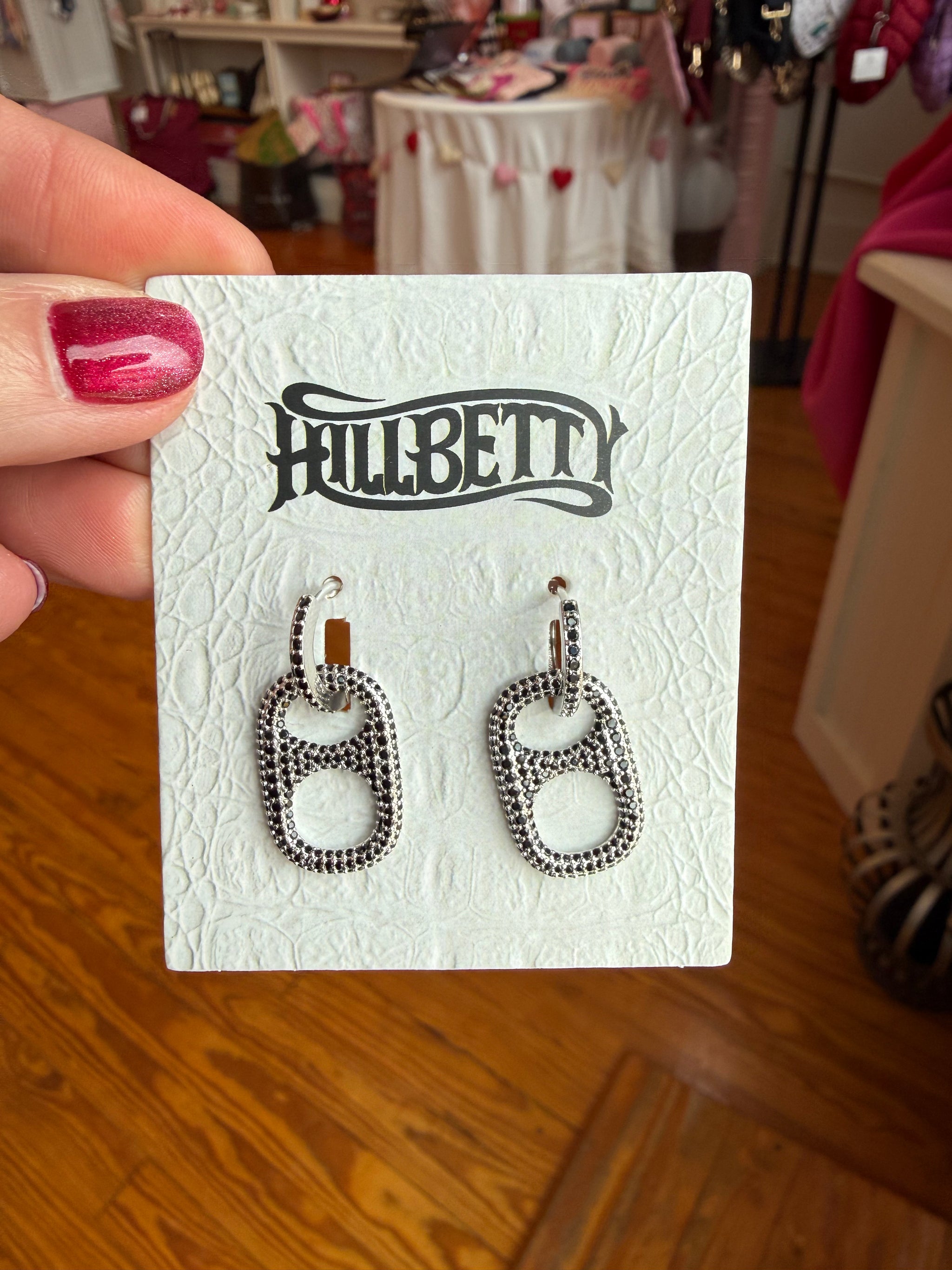 Hillbetty Poptab Huggie Hoop Sparkly Charm Drop Earrings