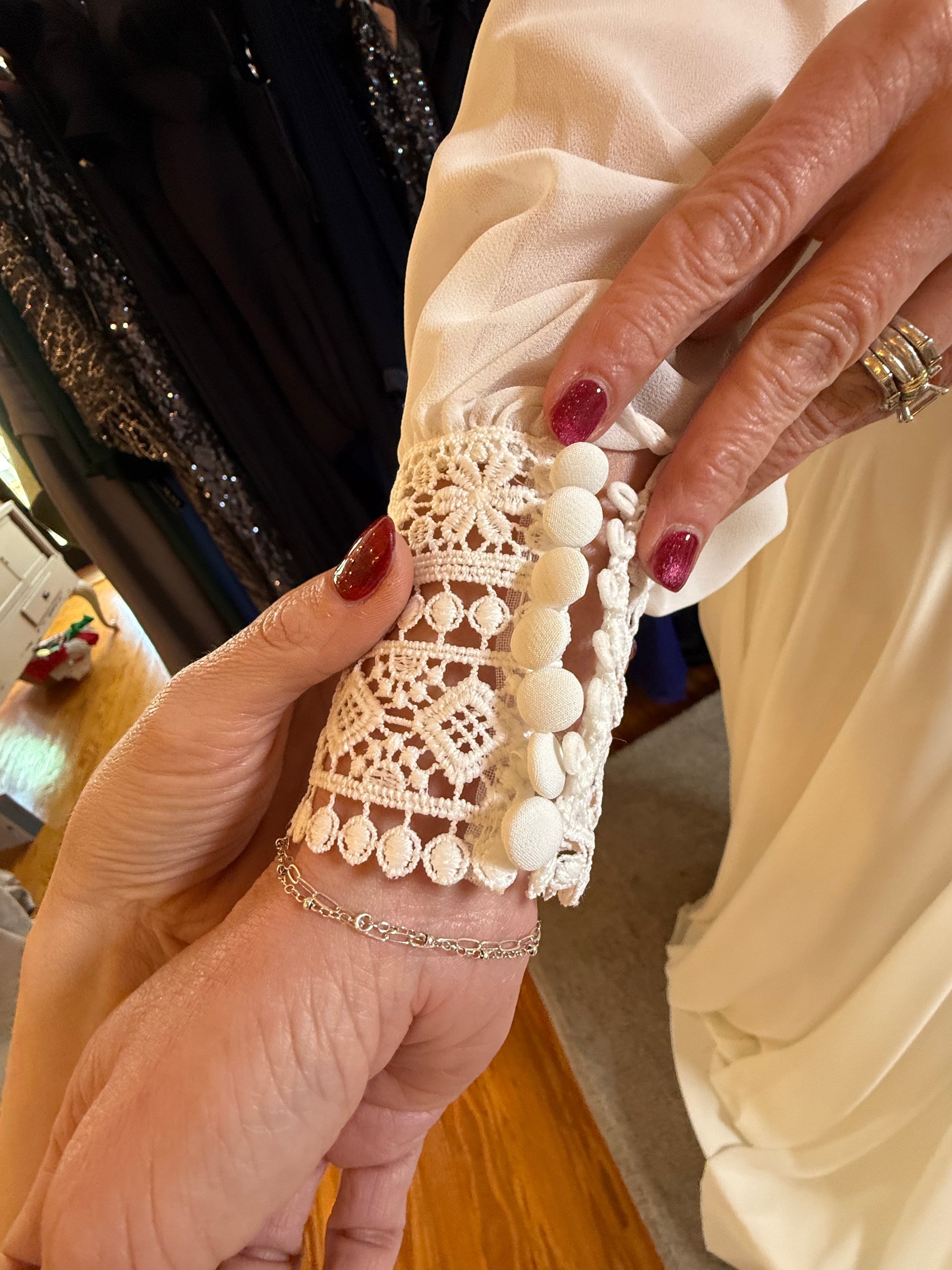 Angela Bianca by Monica Loretti Long Sleeve A-Line Chiffon Wedding Gown