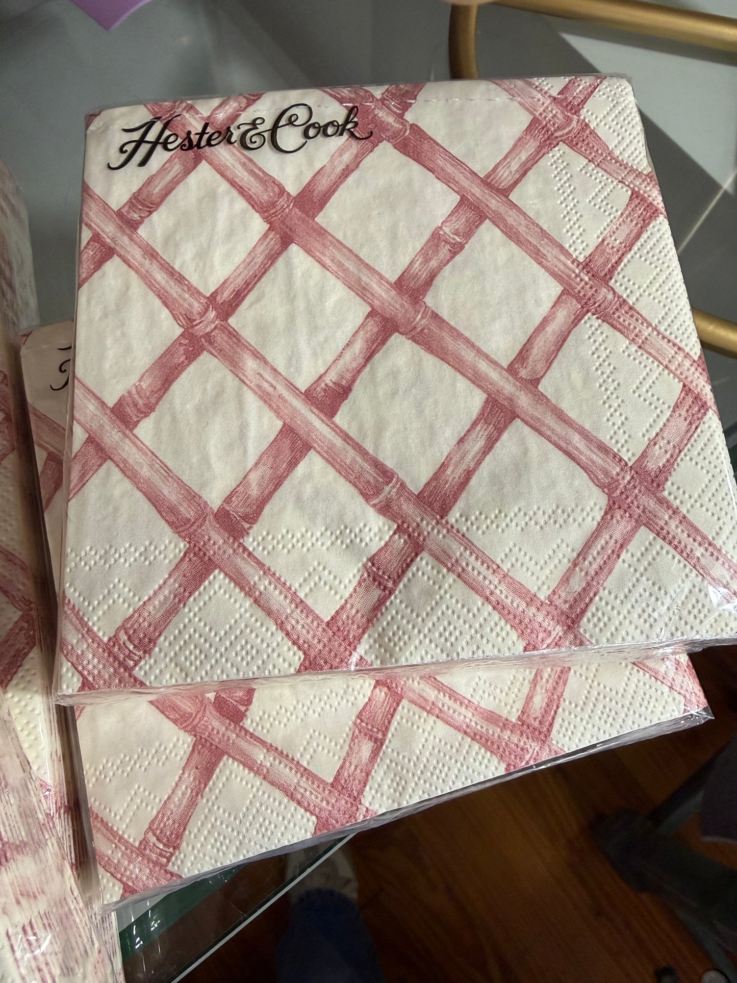 Hester & Cook Pink Lattice Napkins