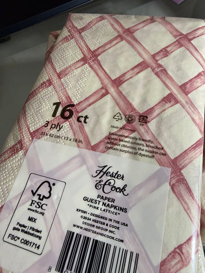 Hester & Cook Pink Lattice Napkins