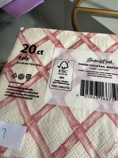 Hester & Cook Pink Lattice Napkins