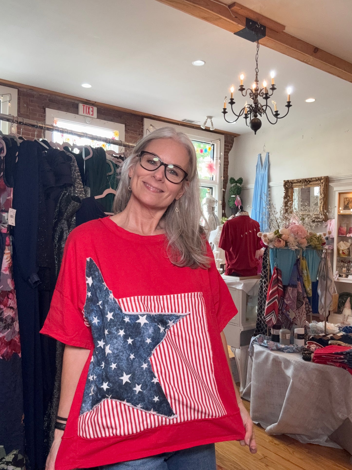 J.Her Patriotic Star Americana T-Shirt | Red White & Blue 100% Cotton Tee