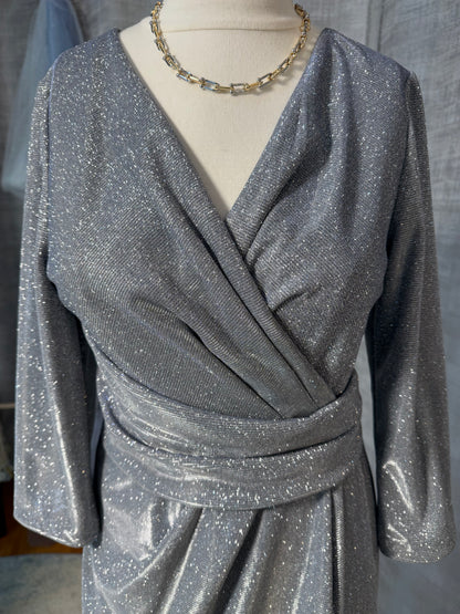 Silver Metallic Evening Gown — Jeanne Alexander by Alex Evenings, Size 8