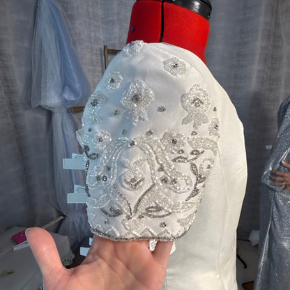 Pronovias 2-Piece Vintage Wedding Gown — Deadstock NWT, Mikado Corset-Look & Full Train Skirt, Size 14