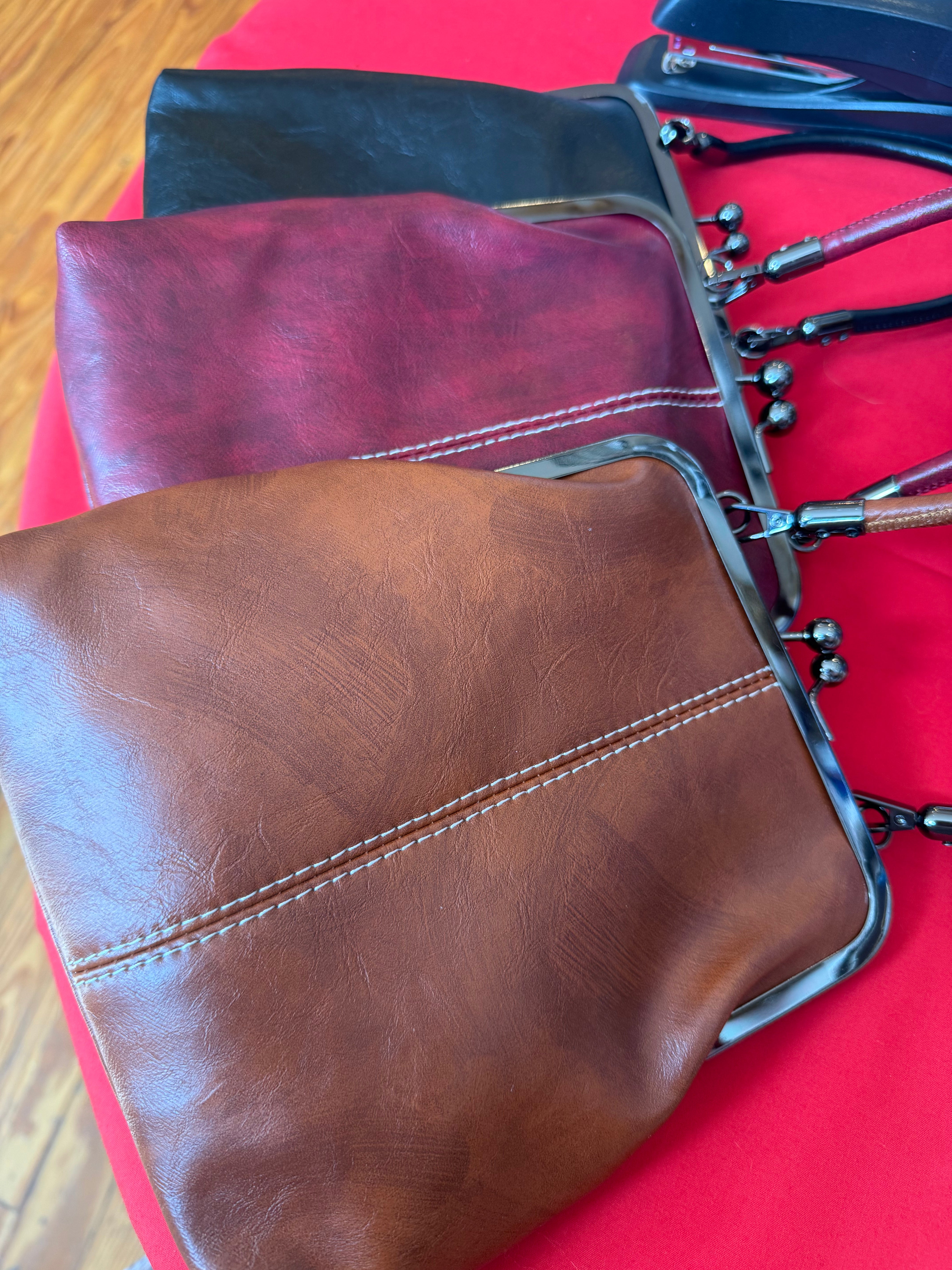 Vintage Inspired Burgundy Satchel Handbag | Retro Crossbody Shoulder Purse for Women
