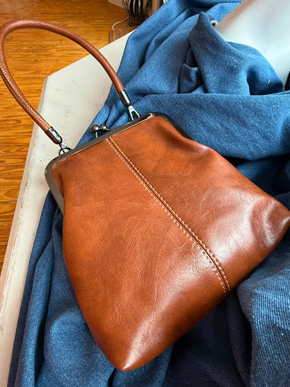 Vintage Inspired Brown Satchel Handbag | Retro Crossbody Shoulder Purse for Women