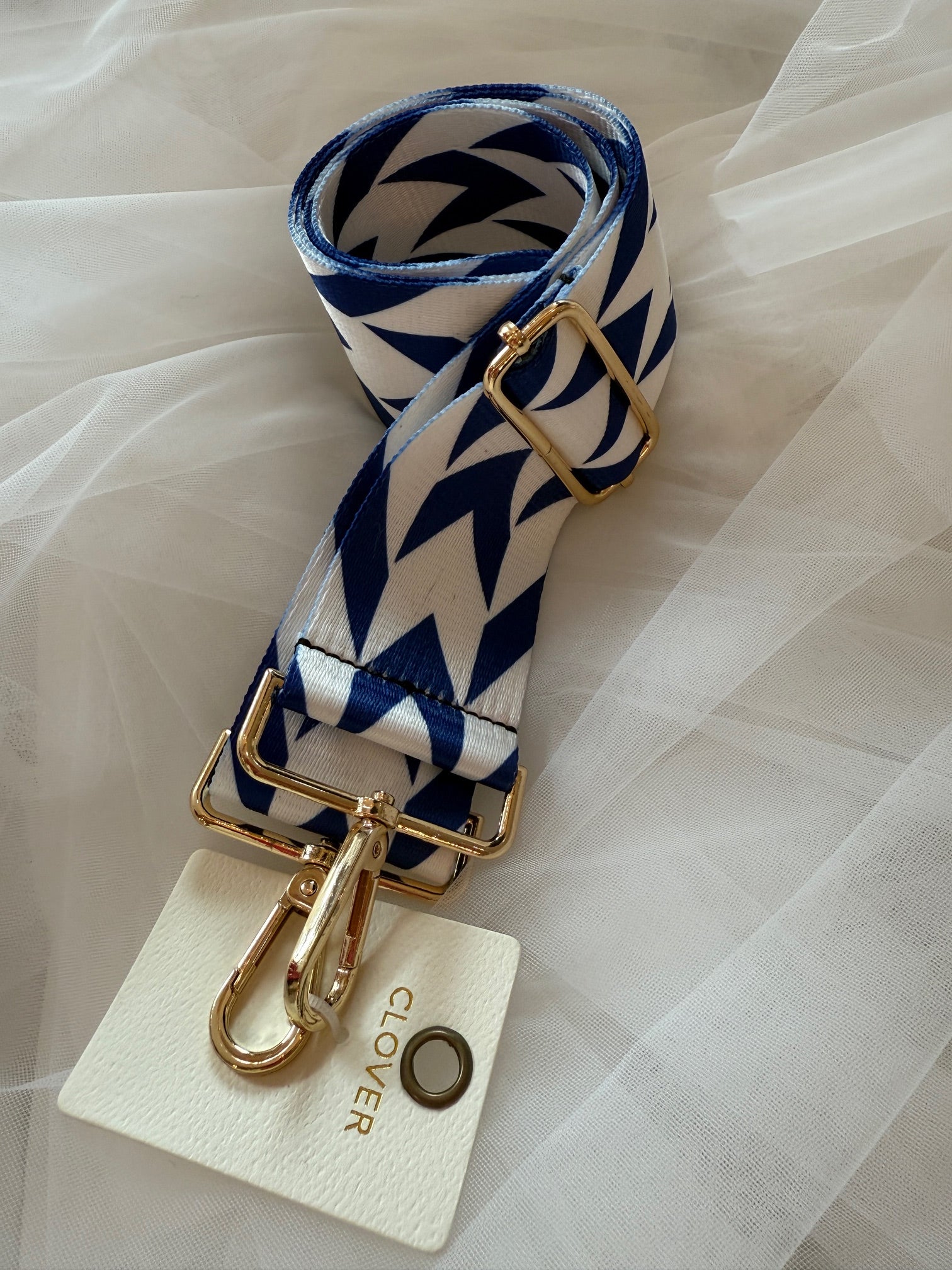 Purse Strap - Blue and White Chevron