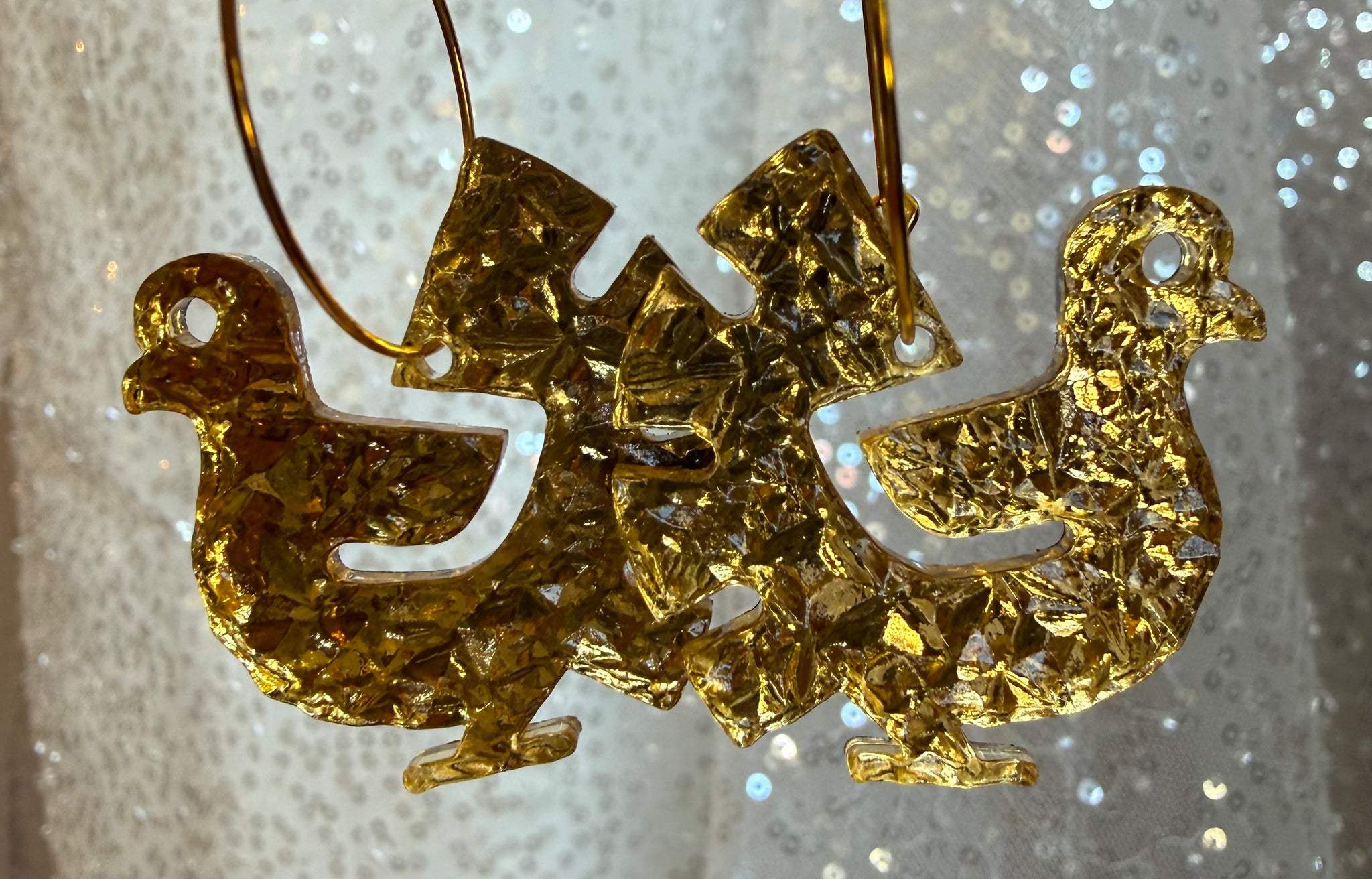 Gold Lamé Turkey Earrings