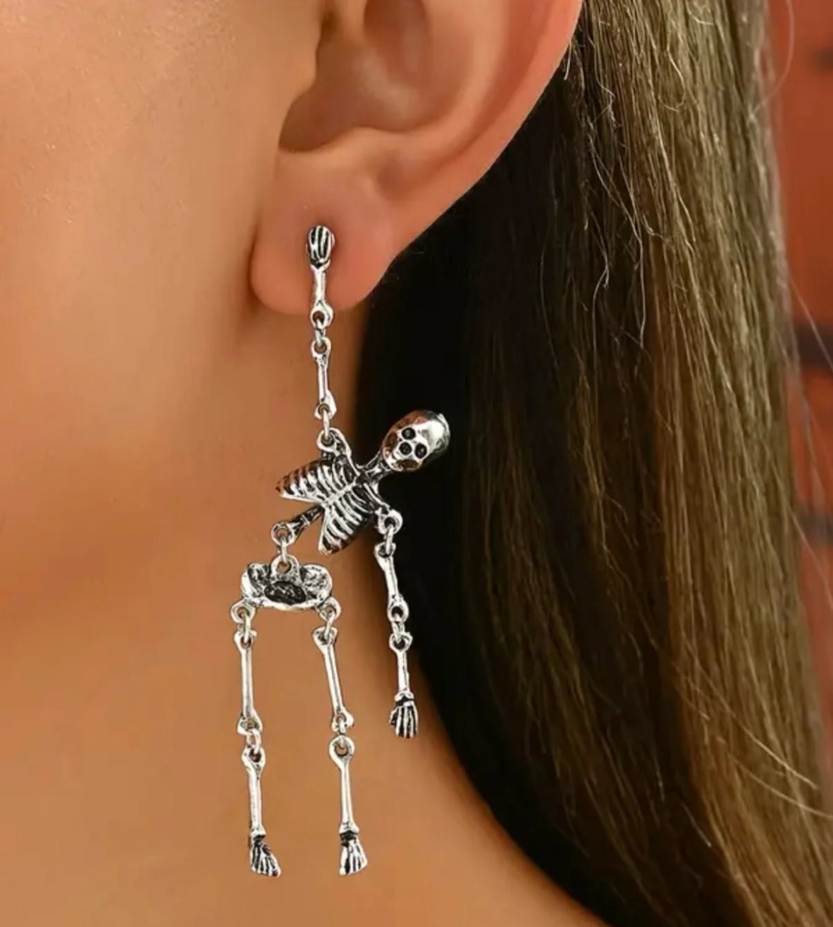 Silver Skeleton Dangle Earrings | Jewelry