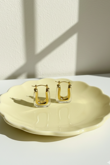 Lumi Clear and Gold Modern Drop Earrings