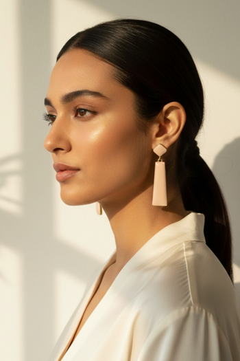 jBloom Luna Blush Pink Geometric Drop Earrings