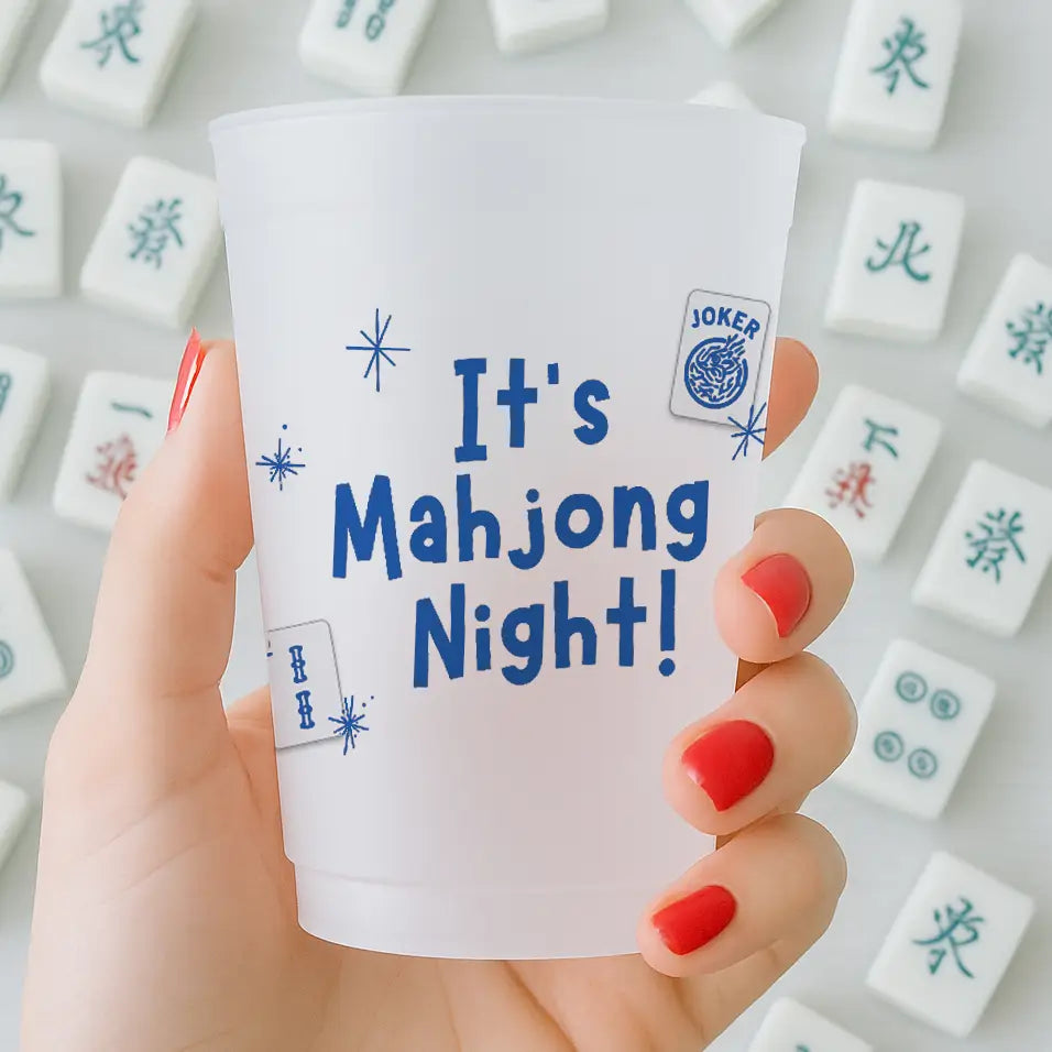 Mahjong Night Frosted Cups – 16 oz Reusable Party Cups