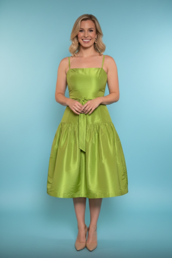Vintage Lilly Pulitzer Spring Green Silk Dress with Boned Bodice and Drop  Waist