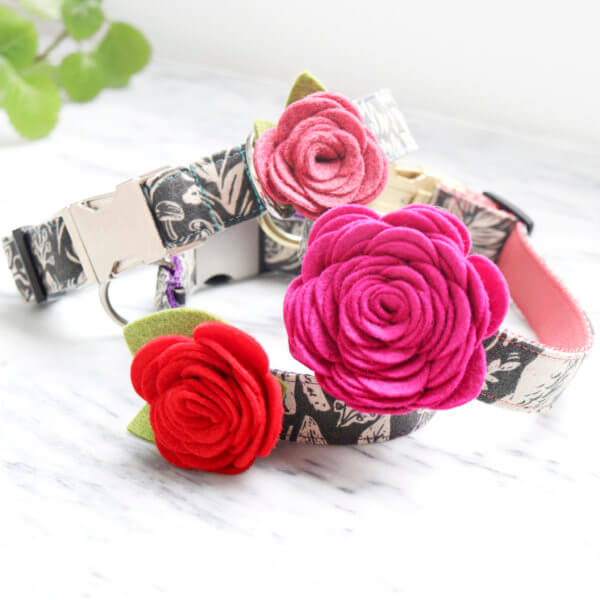 Dog Collar Rose Flower