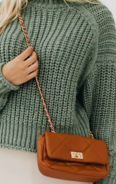 Queenie Quilted Crossbody Bag | Vegan Leather Chain Shoulder Purse