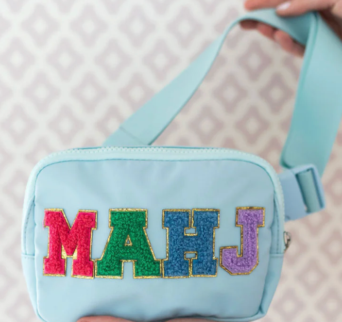 Tile & Travel Belt Bag | Light Blue MAHJ Mini Mahjong Travel Set