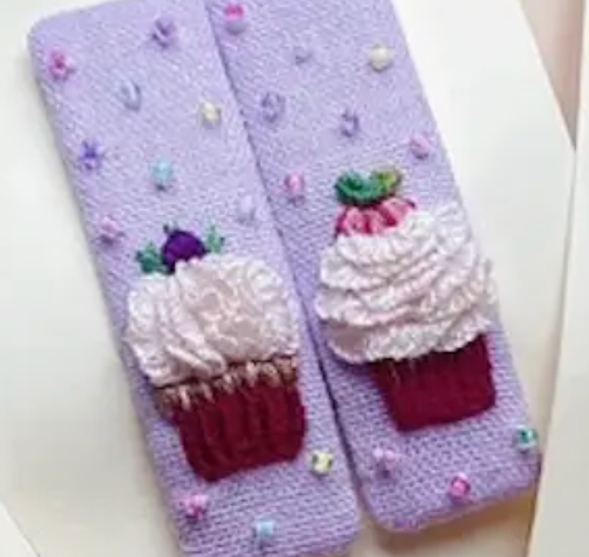 Floral Embroidered Hair Barrette, Sold as 2 pack