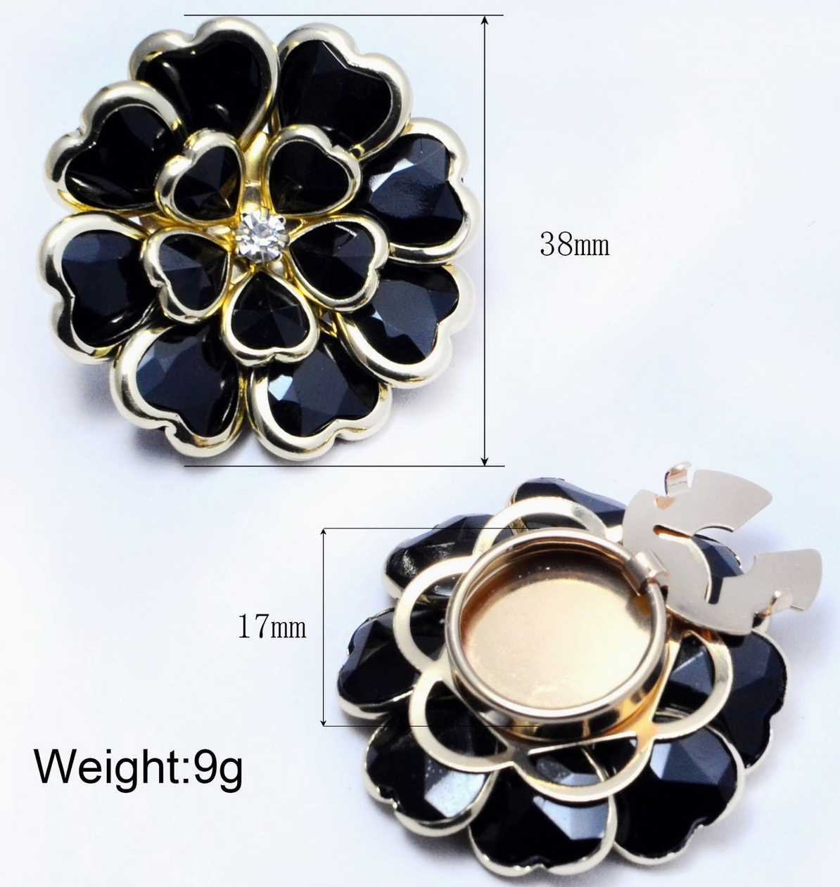 Floral Rhinestone Button Covers - Snap