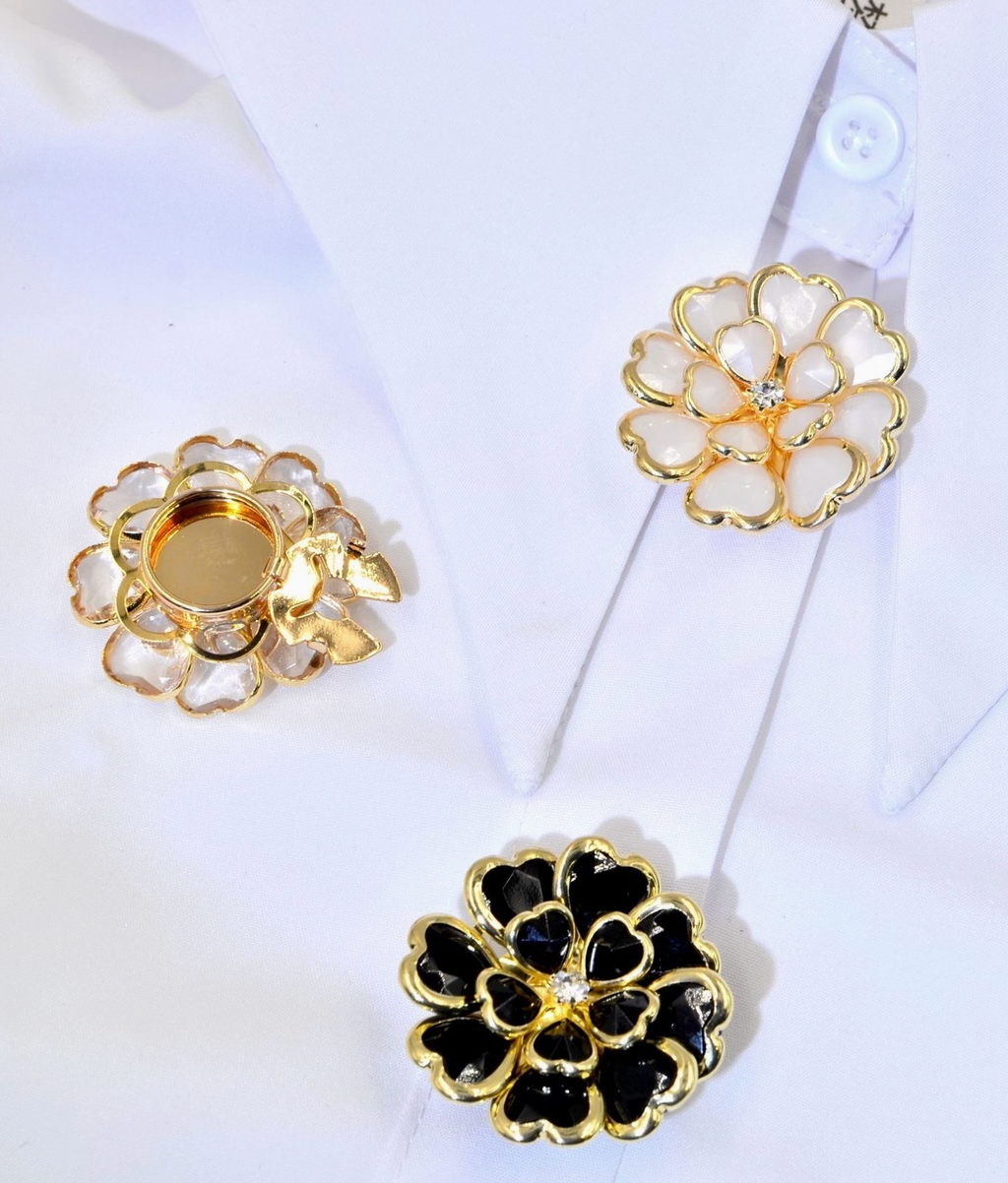 Floral Rhinestone Button Covers - Snap