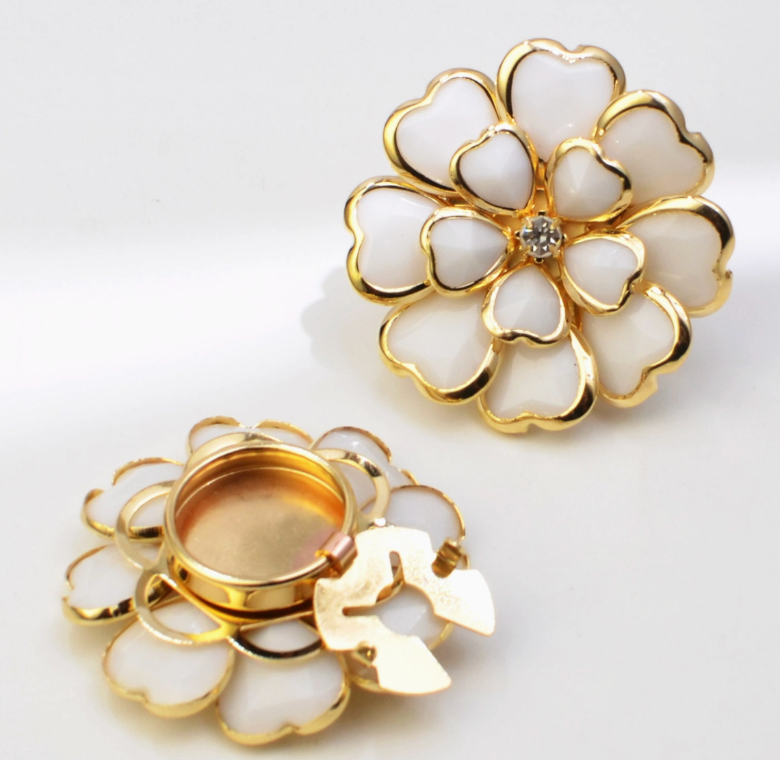 Floral Rhinestone Button Covers - Snap
