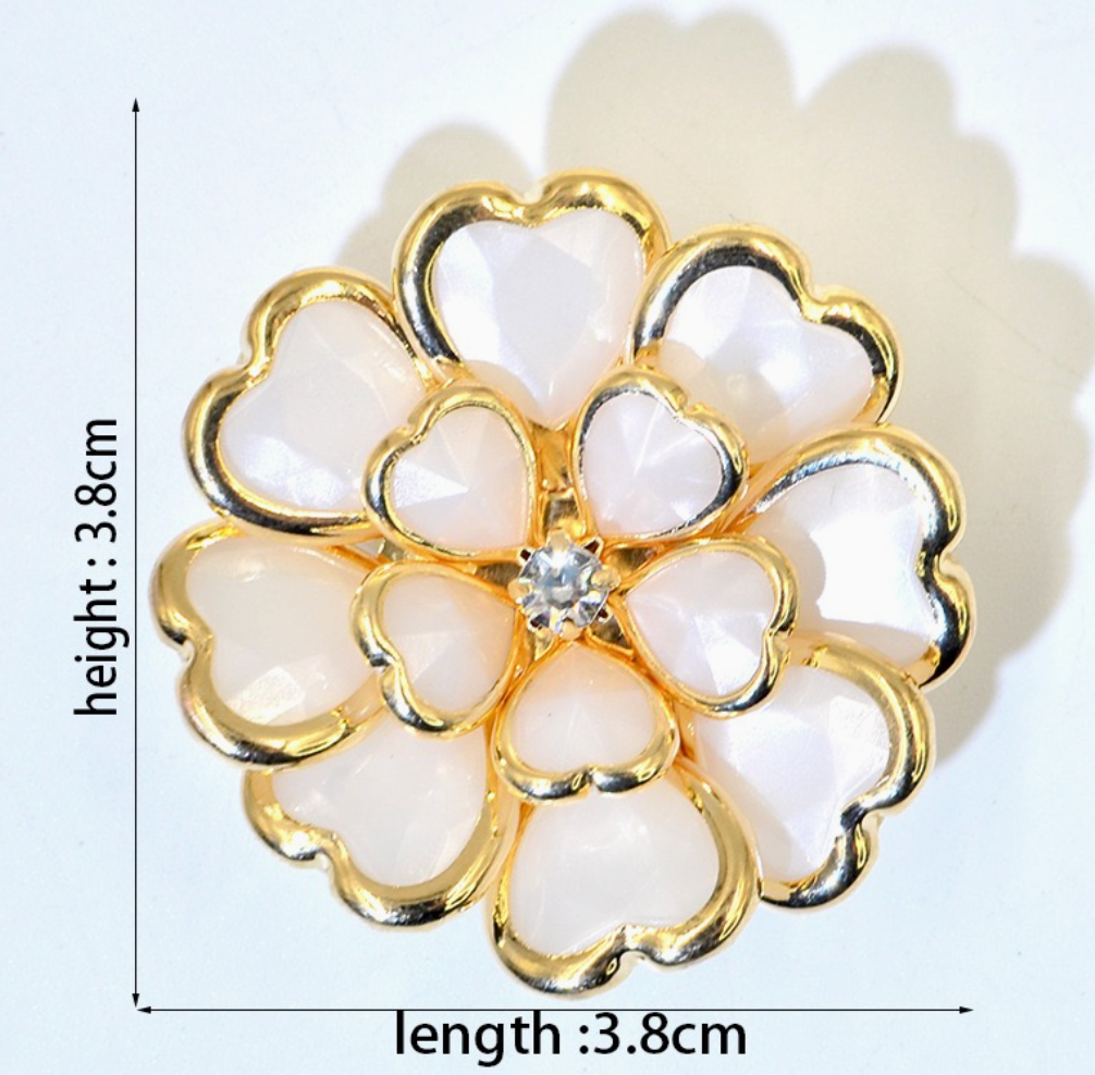 Floral Rhinestone Button Covers - Snap