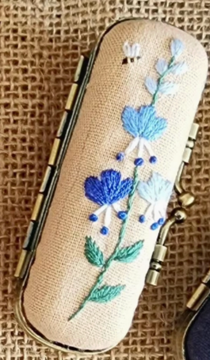 Floral Hand Embroidered Lipstick Case