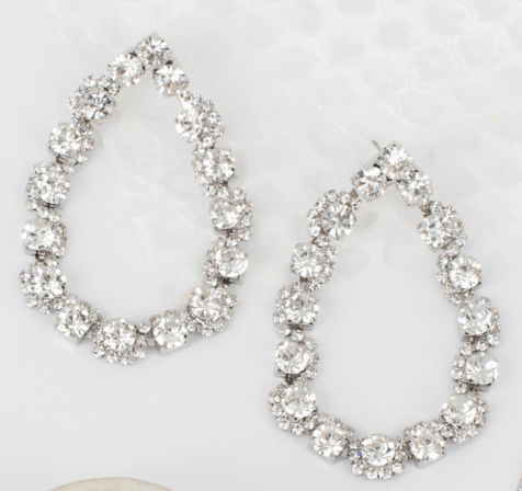 Crystal Teardrop Hoop Earrings - Statement Rhinestone Earrings for Weddings & Special Occasions