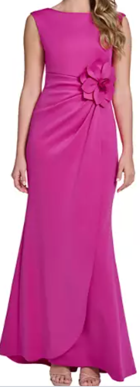 Jessica Howard Women's Sleeveless Rose Waist Gown – Hot Pink | Size 6