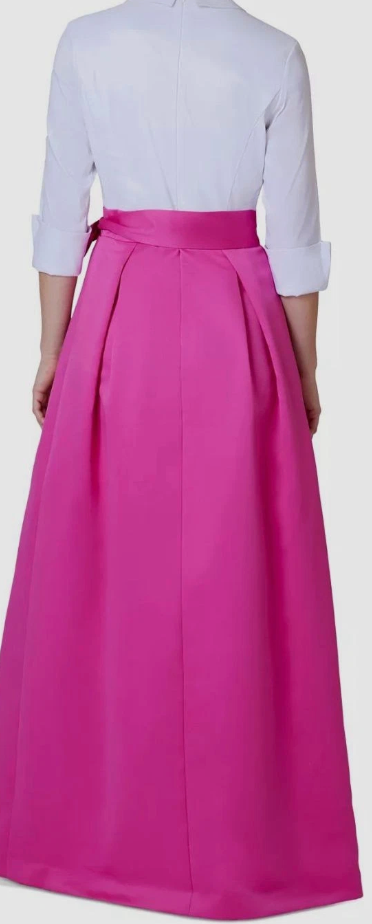 Jessica Howard Women's 3/4 Sleeve Wrap Bodice Ball Gown with Pockets – White & Pink | Size 10