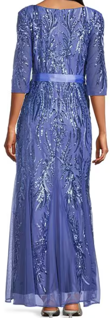 Sequined Gown With Sash Belt | Periwinkle, Size 12
