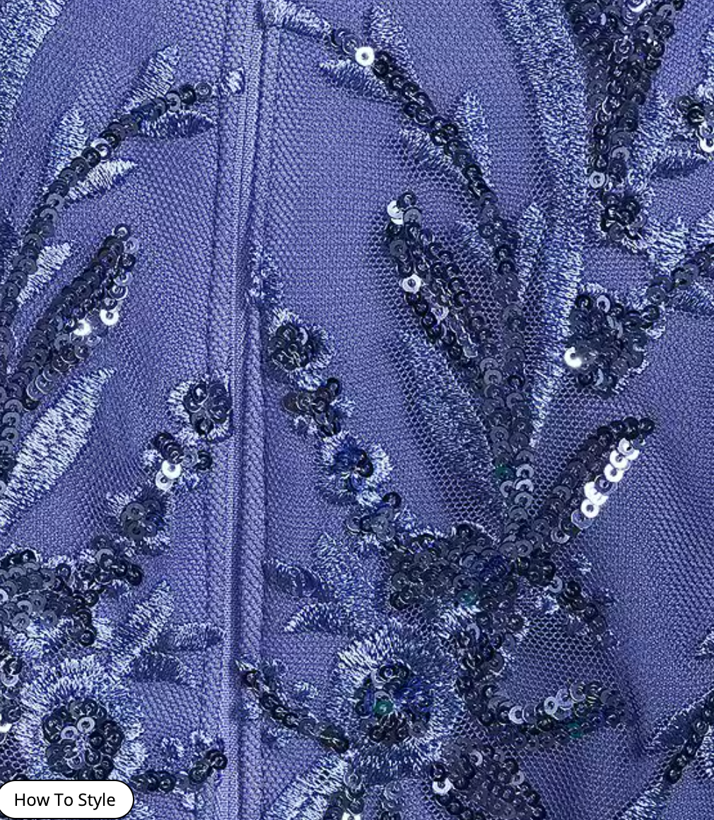 Sequined Gown With Sash Belt | Periwinkle, Size 12