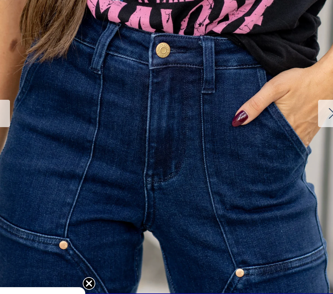 Judy Blue Vintage Horizon High Rise Utility Straight Leg Jeans – Dark Blue