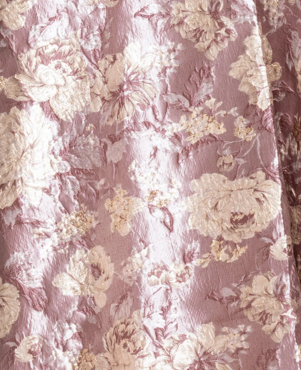 Strapless Floral Brocade Ballgown with Pockets – Mauve/Gold, Size 12