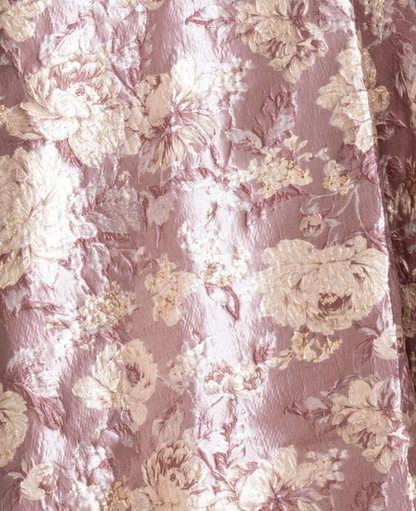 Strapless Floral Brocade Ballgown with Pockets – Mauve/Gold, Size 12